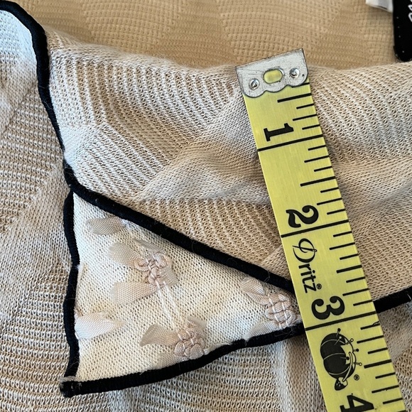 Vintage Textured Jacket Womens Large Light Tan Black Bows Mesh Artsy Lagenlook - Picture 16 of 17